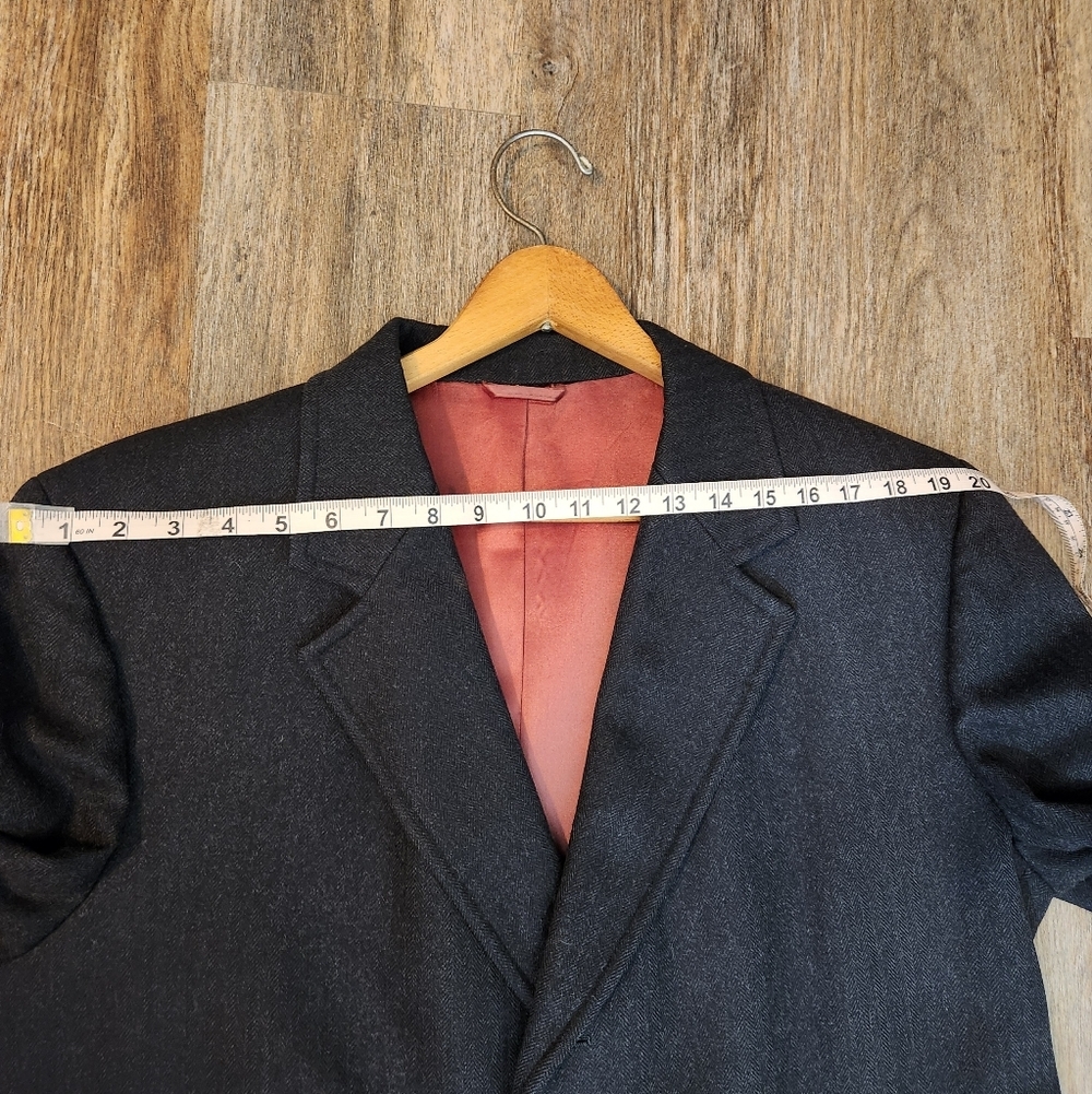 VINTAGE John Wanamaker Rittenhouse Collection 100% Wool Herringbone Overcoat 42R - Picture 10 of 12